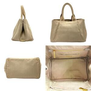 Prada Beige Canvas Bag Canapa Tote
